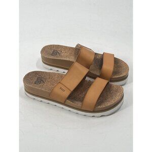 Reef Womens Cushion VIsta Hi Sandals Cork Footbeds Vegan Slides Sz 9